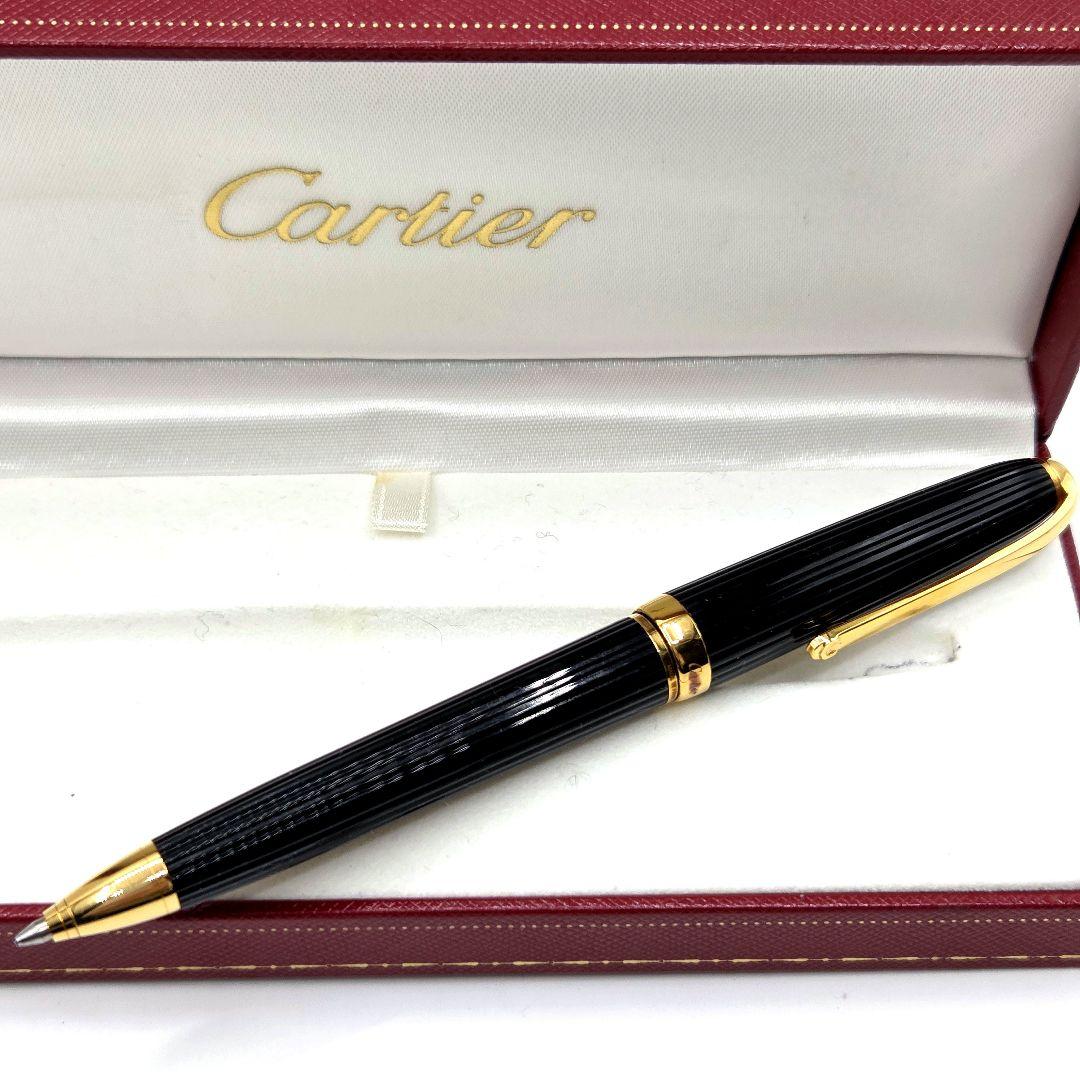 Cartier ボールペン ブラックコンポジット ゴールドプレイテッド ゴドロン