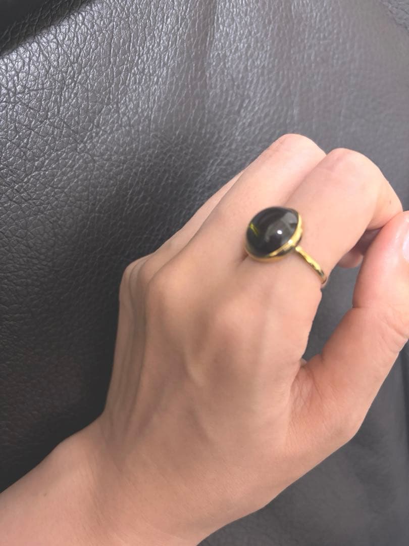 【鑑別付】K10モルダバイト（8.348ct）リング14号