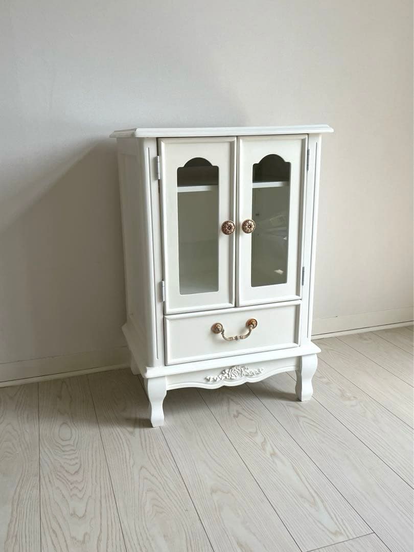 プリンセス家具キャビネットガラス扉　引出し付　姫系　キャッツプリンセスduo