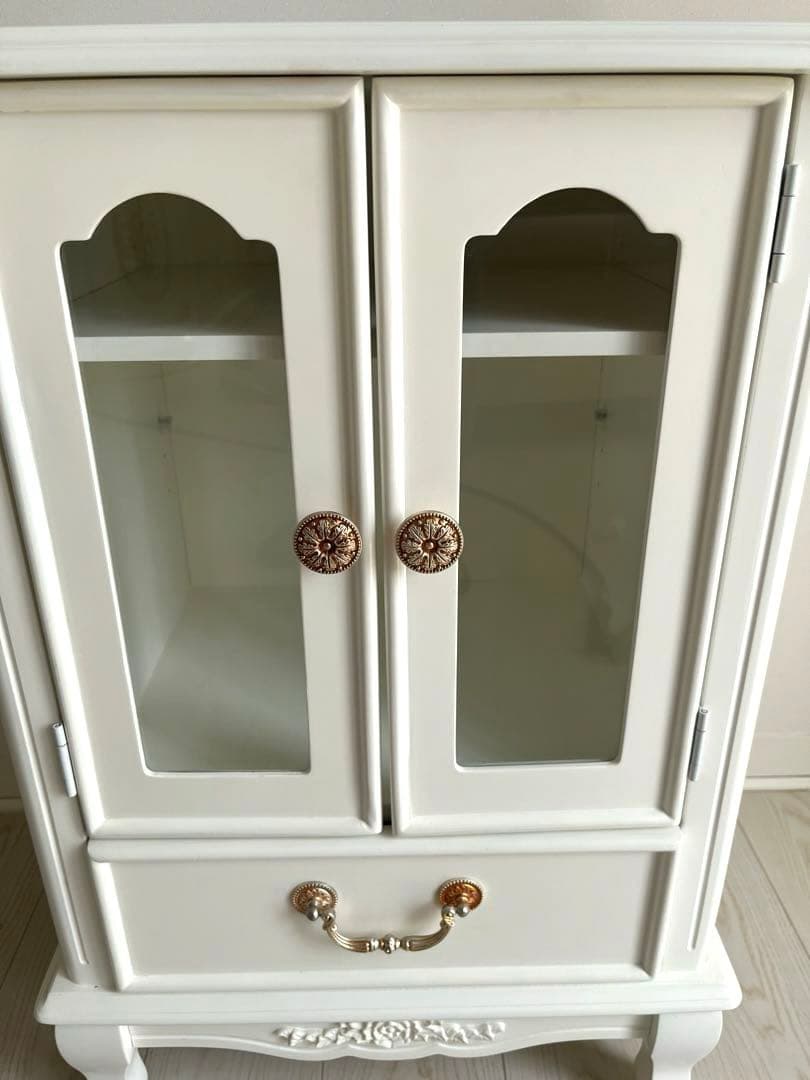 プリンセス家具キャビネットガラス扉　引出し付　姫系　キャッツプリンセスduo