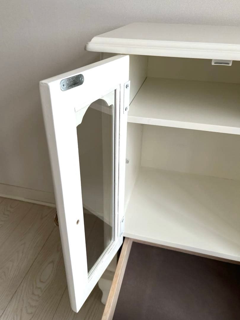 プリンセス家具キャビネットガラス扉　引出し付　姫系　キャッツプリンセスduo