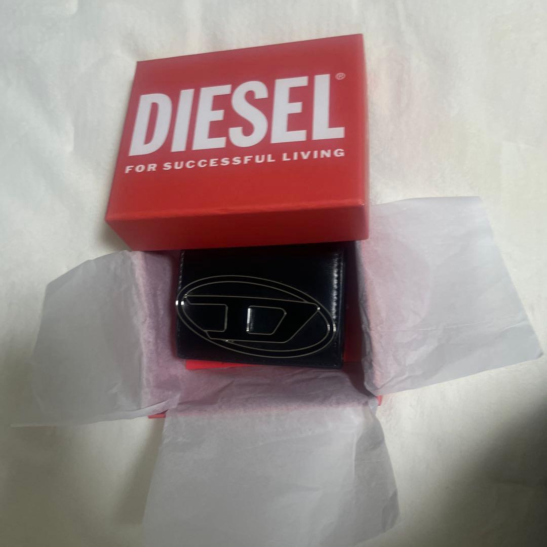 DIESEL 黒 レザー 三つ折り財布