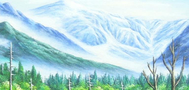 絵画 油絵 作者不詳 サイン入り 肉筆油絵 上高地 F6