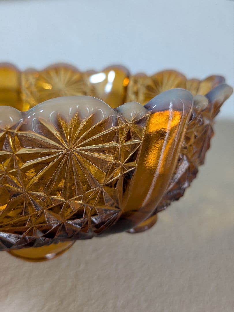 フェントン　バージニアガラス　琥珀色ボウル　デイジー＆ボタン