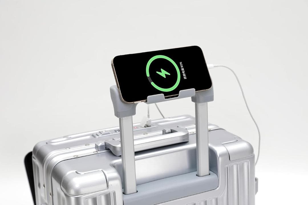 高機能‼️ スーツケース ストッパー付　シルバー フロントオープン　Mサイズ