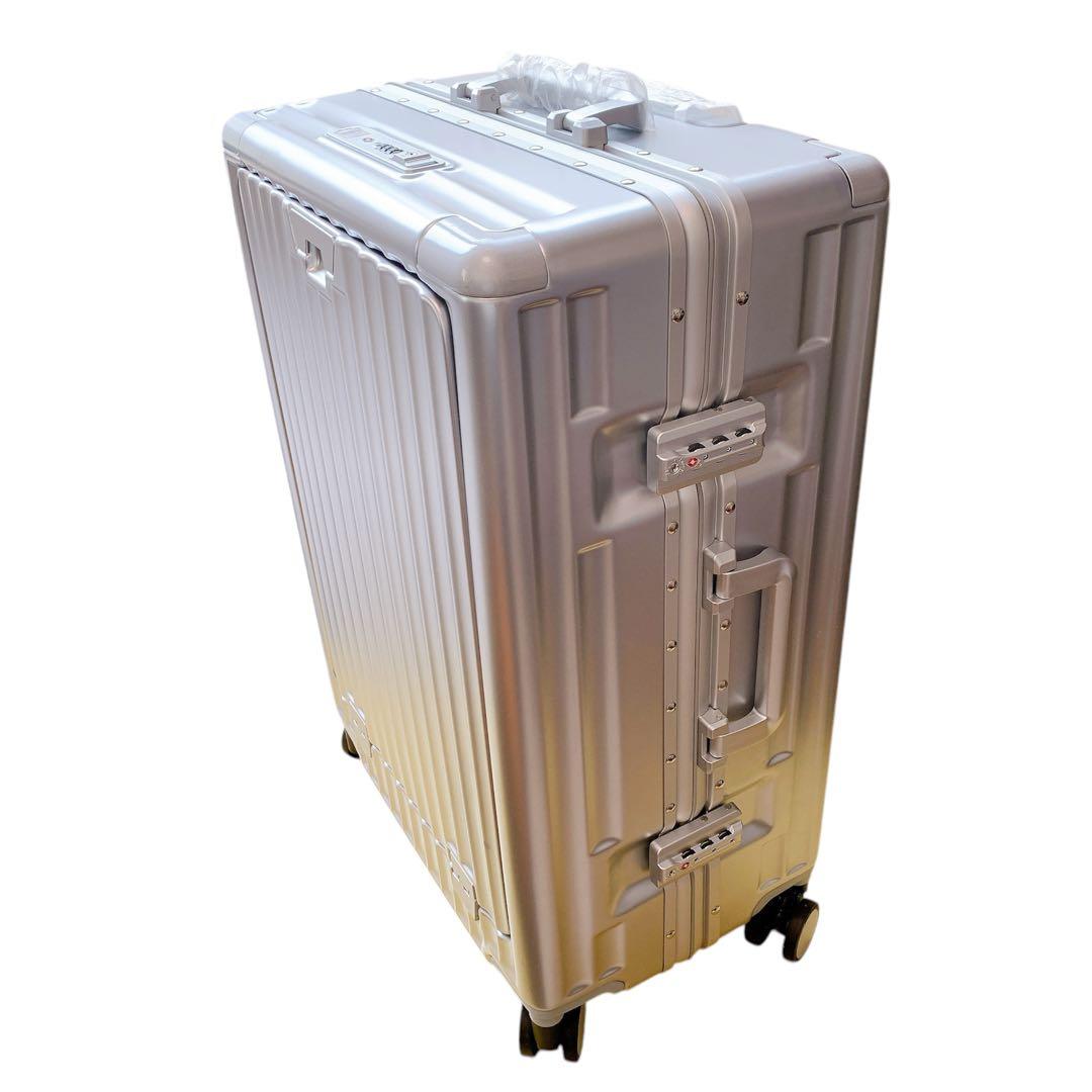 高機能‼️ スーツケース ストッパー付　シルバー フロントオープン　Mサイズ