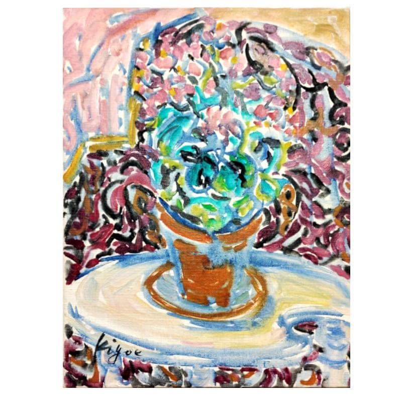 ☆加藤清江☆「 花 」油絵　F４号 一水会　1974年作　新品額！