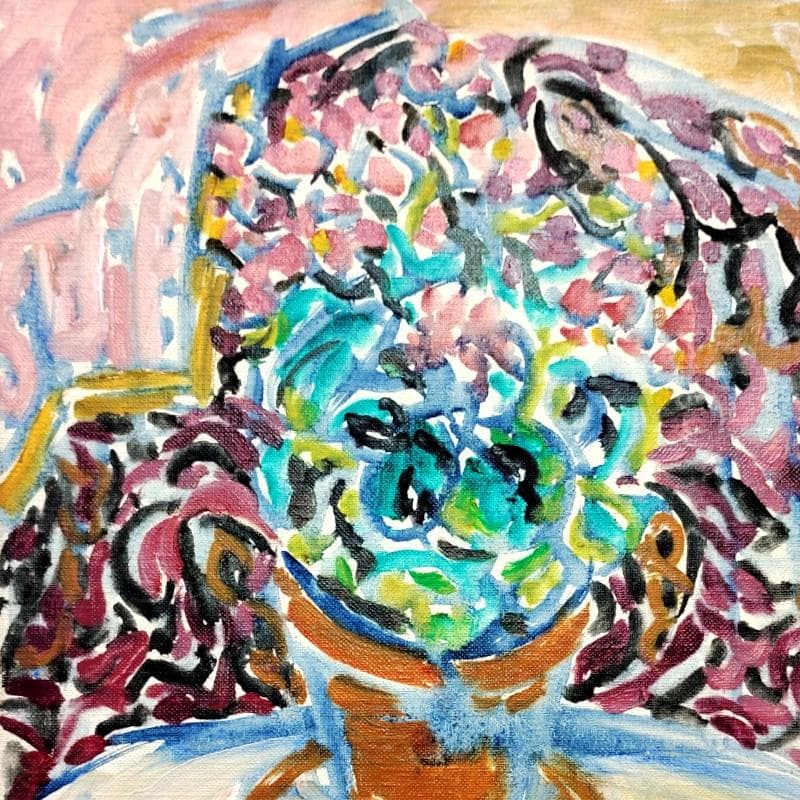 ☆加藤清江☆「 花 」油絵　F４号 一水会　1974年作　新品額！