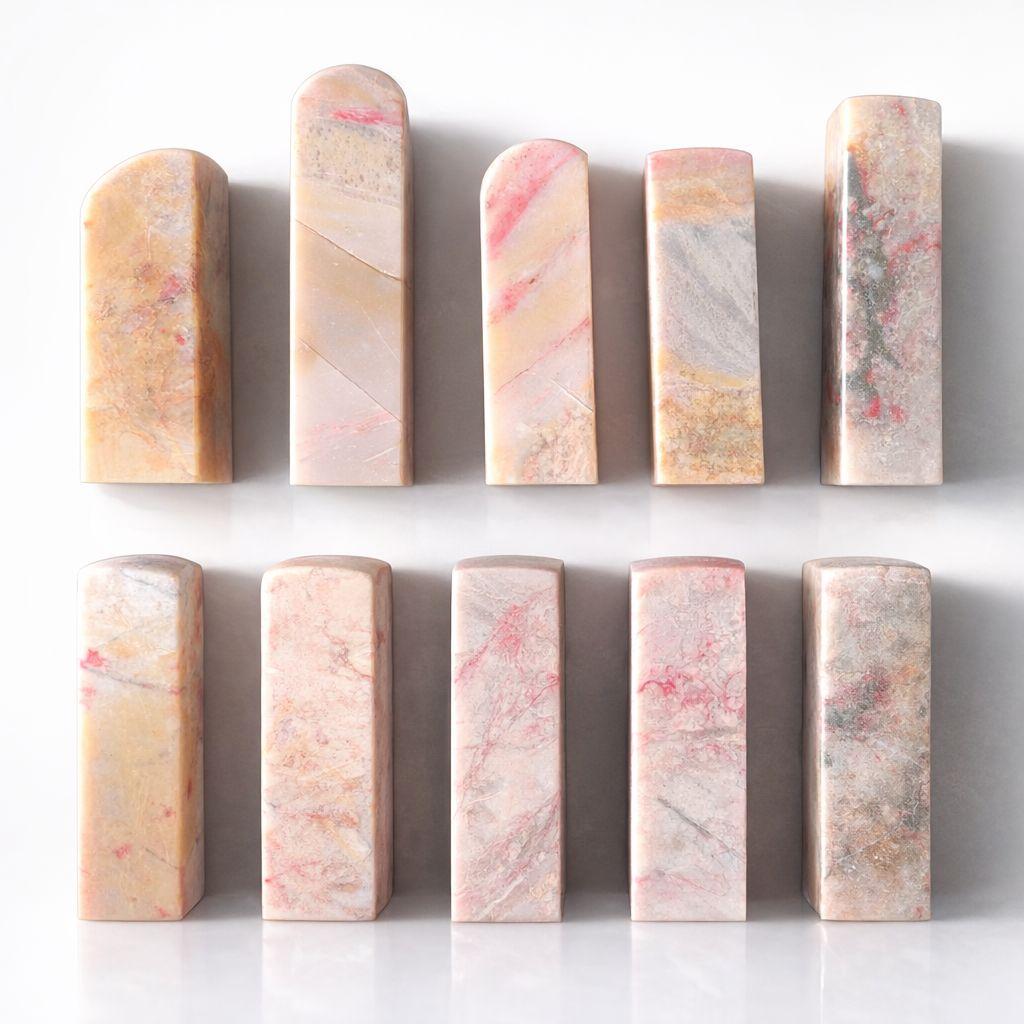 ●中国鶏血石 印材 9本セット箱付き 天然石 書道 篆刻 印章 骨董コレクション