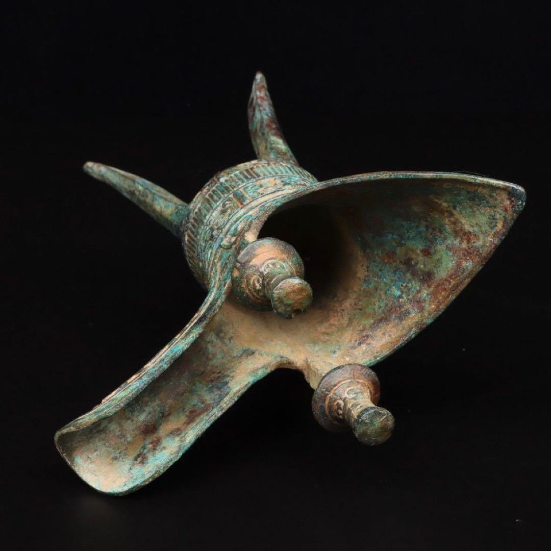 中国古美術品·古青銅器・青銅の美・鳳鳥紋爵杯・文房置物·風水開運・金運・財運UP