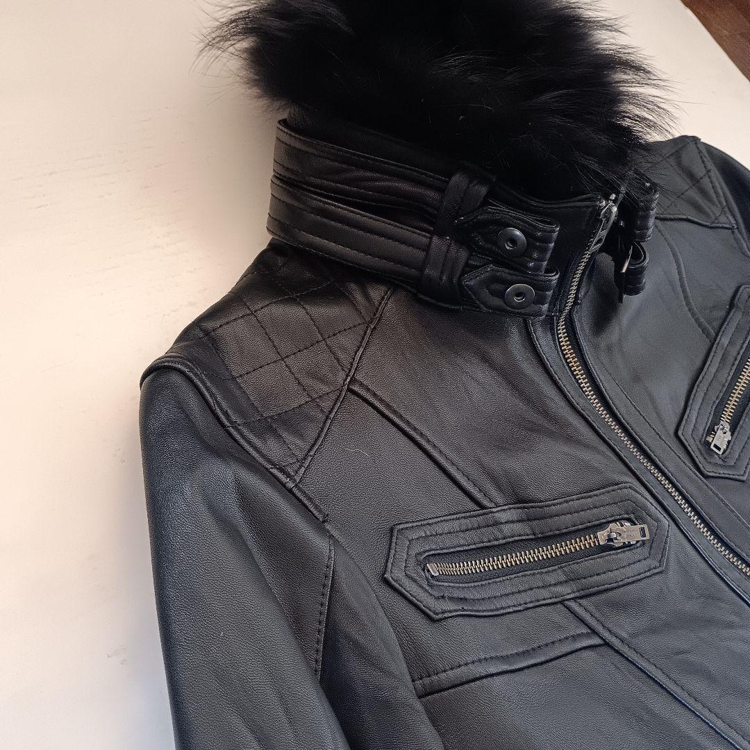 美品✦Jackrose ジャックローズ ファー付　ラクーン ライダース 黒