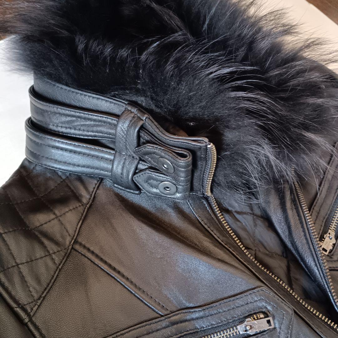 美品✦Jackrose ジャックローズ ファー付　ラクーン ライダース 黒