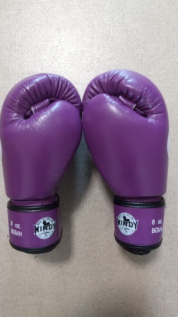 本革製WINDYボクシンググローブ 8oz 紫 キックボクシング NNP