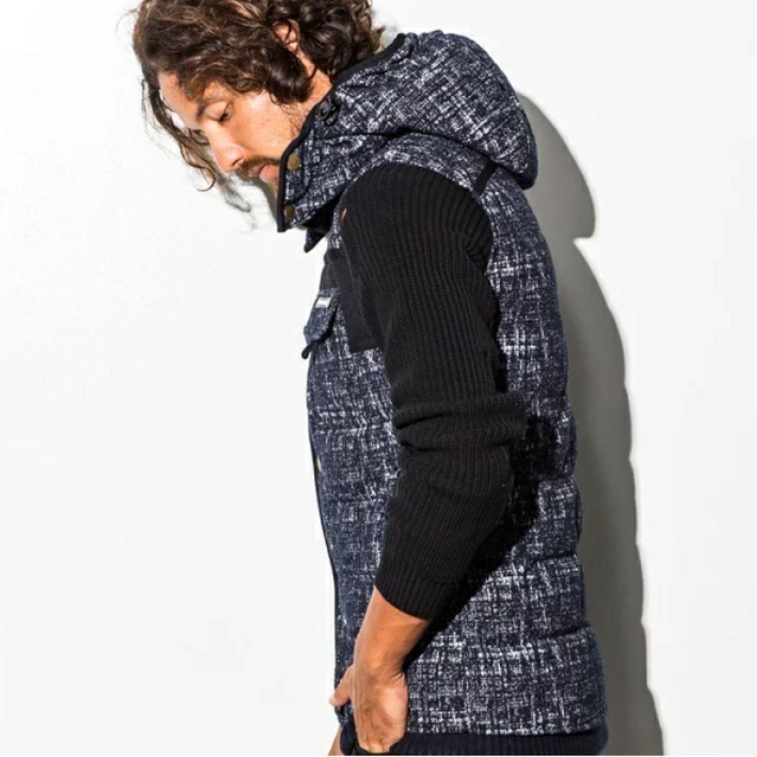 1PIU1UGUALE3 RELAX　ストレッチツイード　ダウンベスト　青系