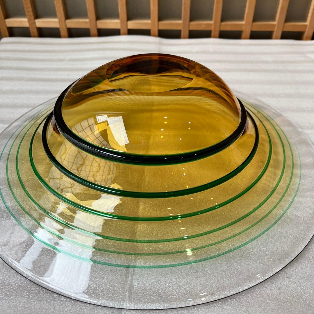 東洋佐々木ガラス　翠螺旋　水盤　直径35cm