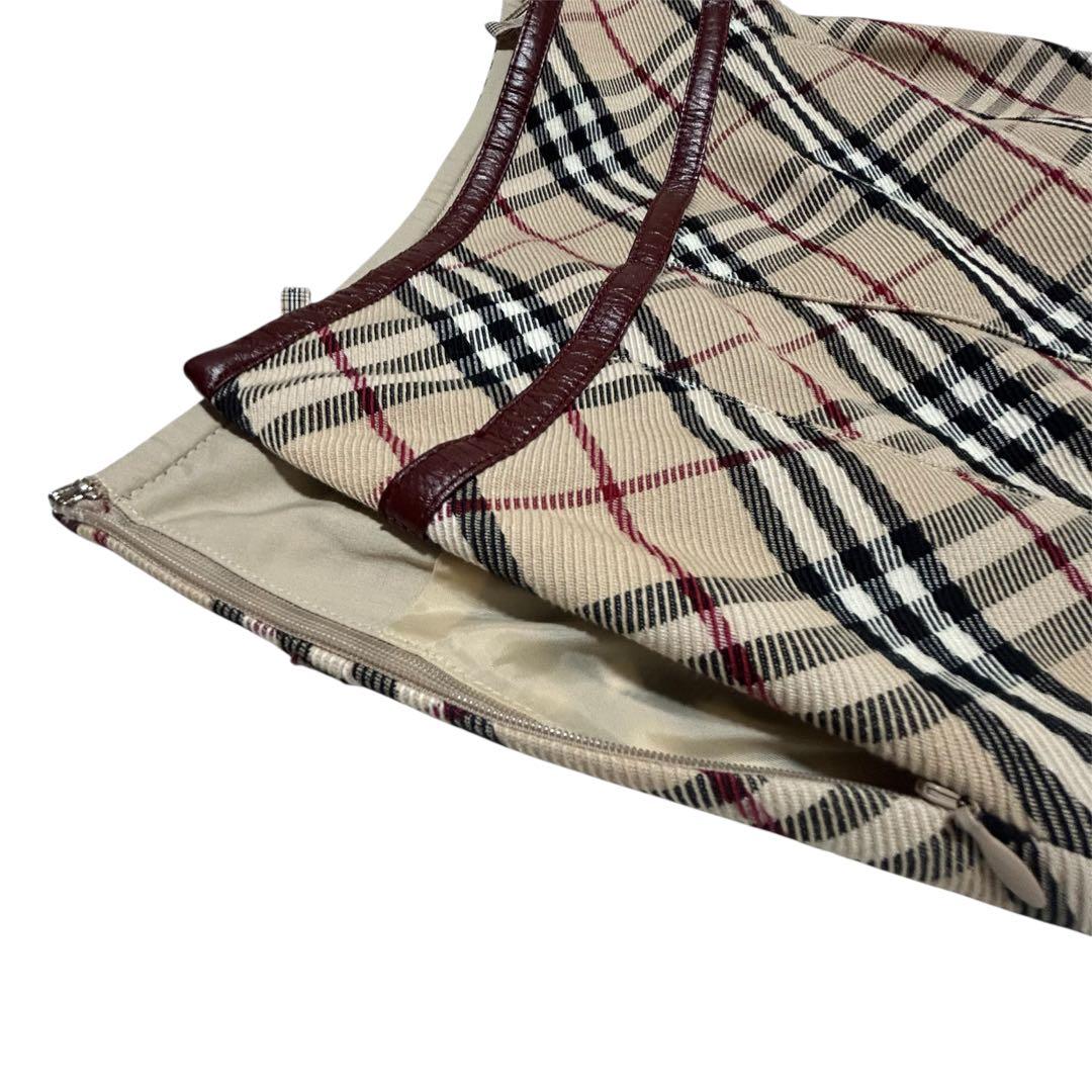 バーバリー ロンドン ブルーレーベル プリーツスカート ノバチェック 38M