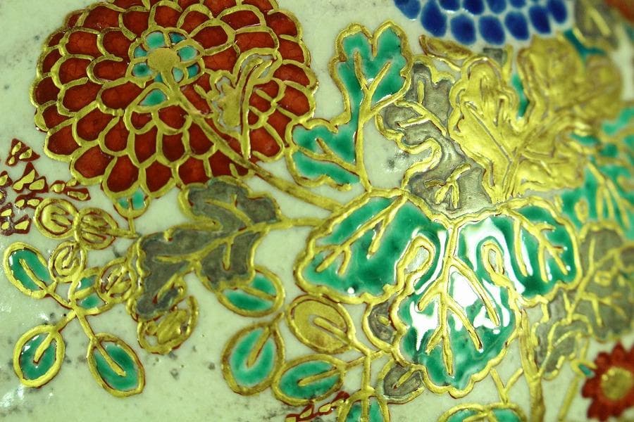 茶道具 平野英雄作 色絵茶碗 未使用 共箱(K-A668)