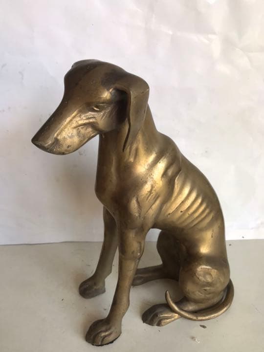 狗置物，真鍮製，工藝美術品，高29cm，重3500克。