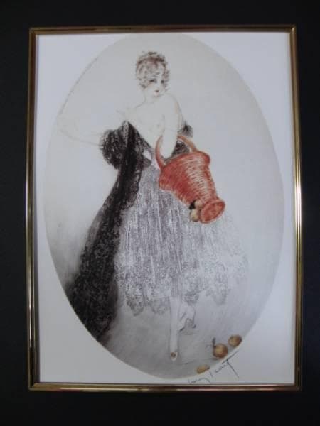 ルイイカール限定版・アールデコ/こぼれた林檎、版上サイン、希少な額装用画集より