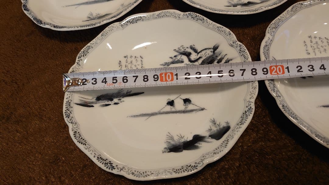 古伊万里　伊万里　染付　輪華皿　６寸皿　５客