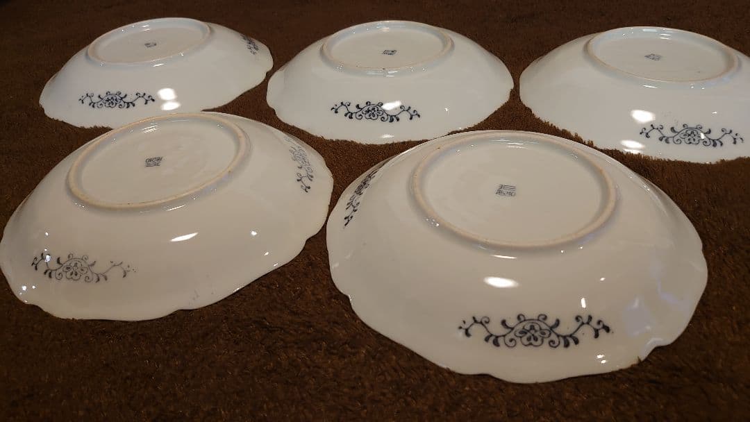 古伊万里　伊万里　染付　輪華皿　６寸皿　５客