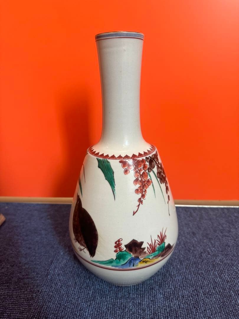 1802 浅蔵五十吉造 九谷 鳥 瑞鳥華生　花瓶