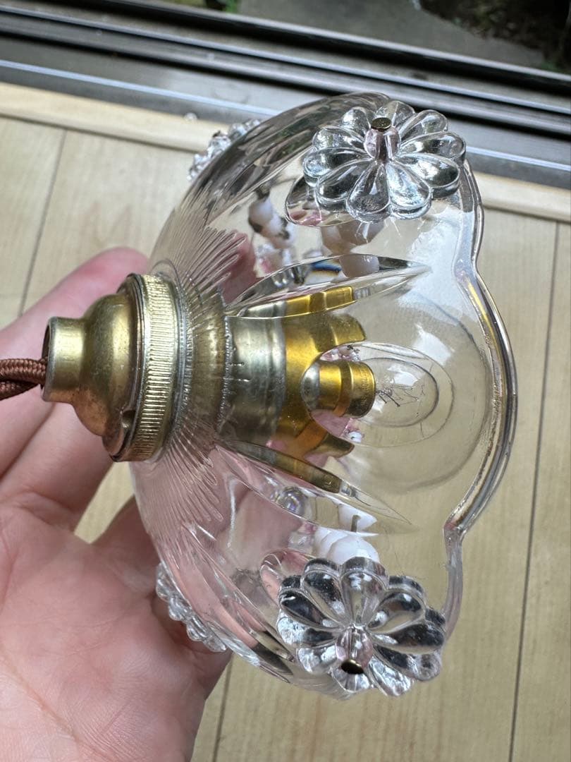 20's フランス アンティーク ピンクムラーノガラスの可愛いミニシャンデリア＊