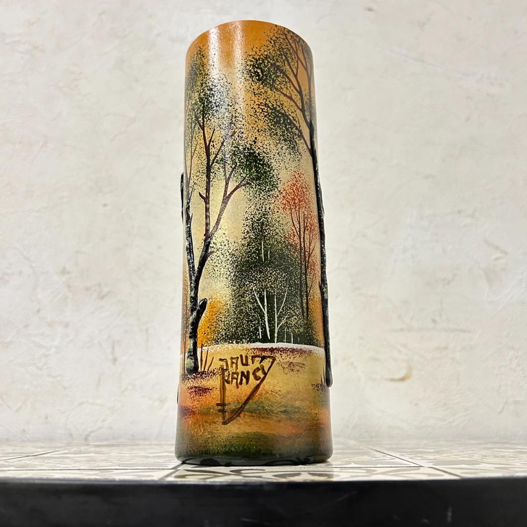 ドームナンシー 筒型　花瓶　高さ22cm 被せガラス　アンテルカレール　幹立体