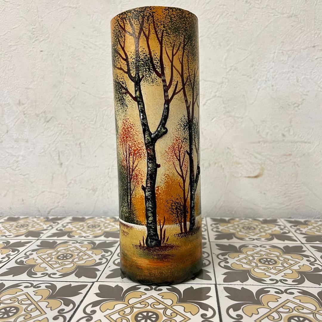 ドームナンシー 筒型　花瓶　高さ22cm 被せガラス　アンテルカレール　幹立体