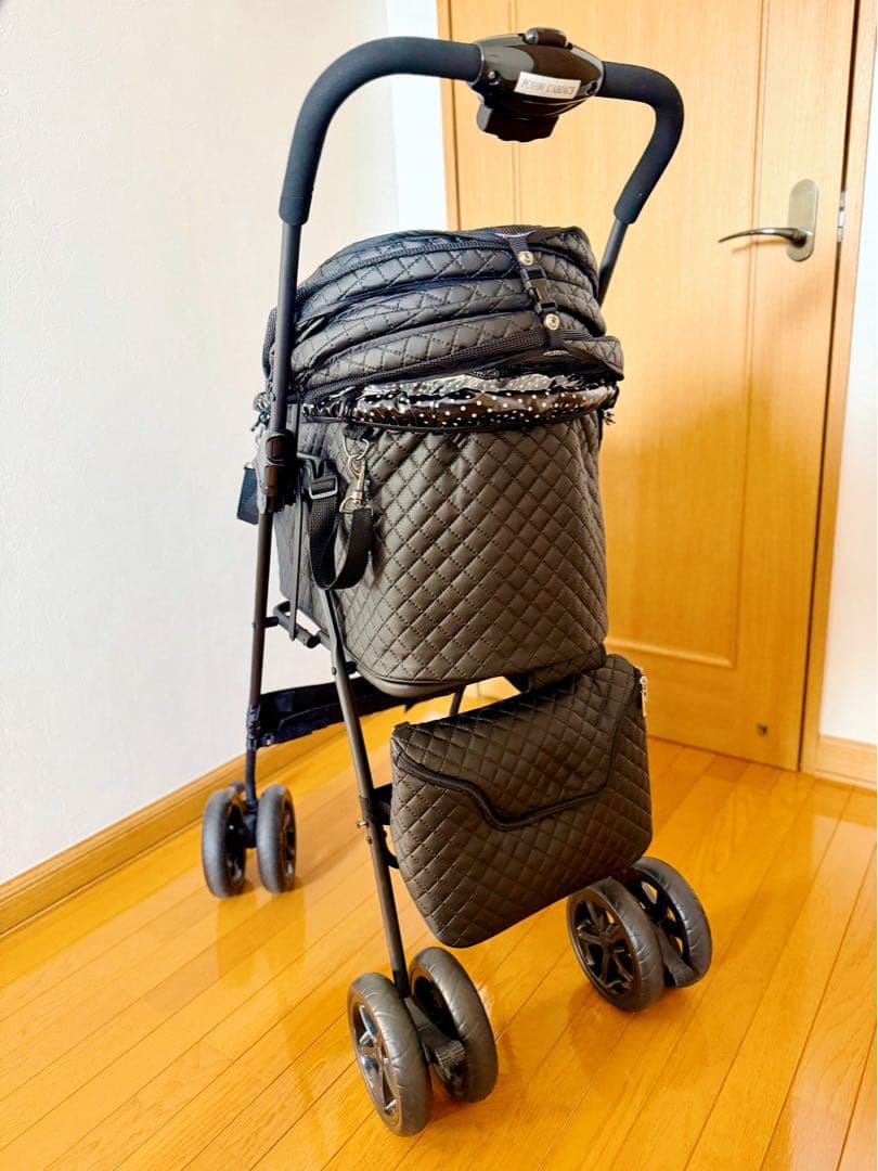 ブラックキルティング ペットカート