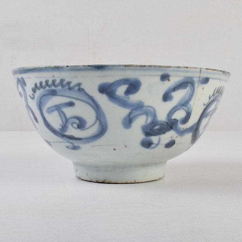 中国　呉須染付　喜字文碗　鉢　時代箱　C　R9128