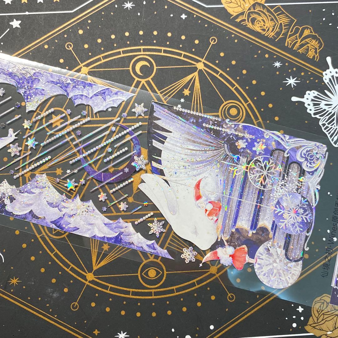 【9290】海外　マステ　中古巻　貝殻光マスキングテープ　装飾背景系　紫