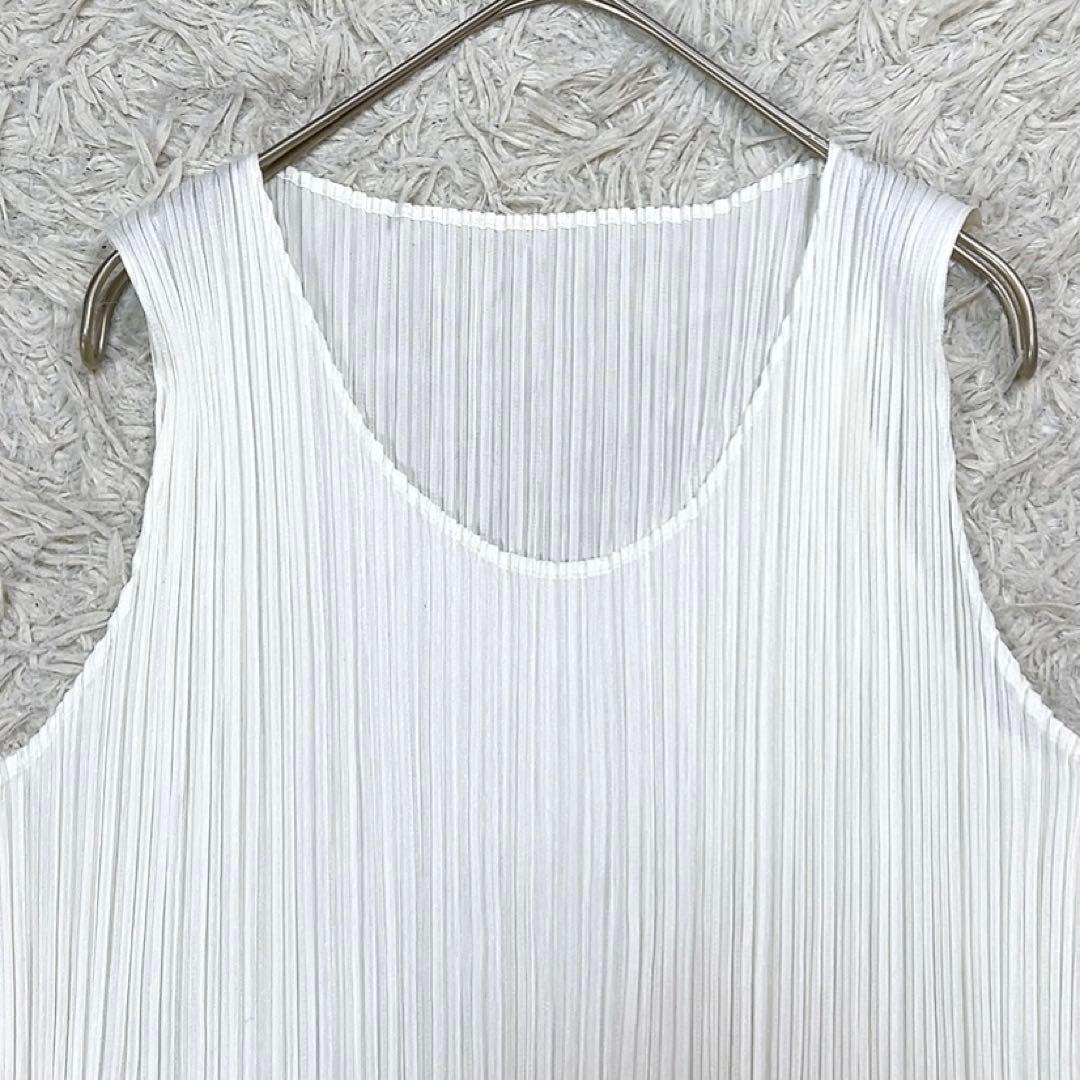 プリーツプリーズ ロング タンクトップ チュニック ワンピース 3 ホワイト 白