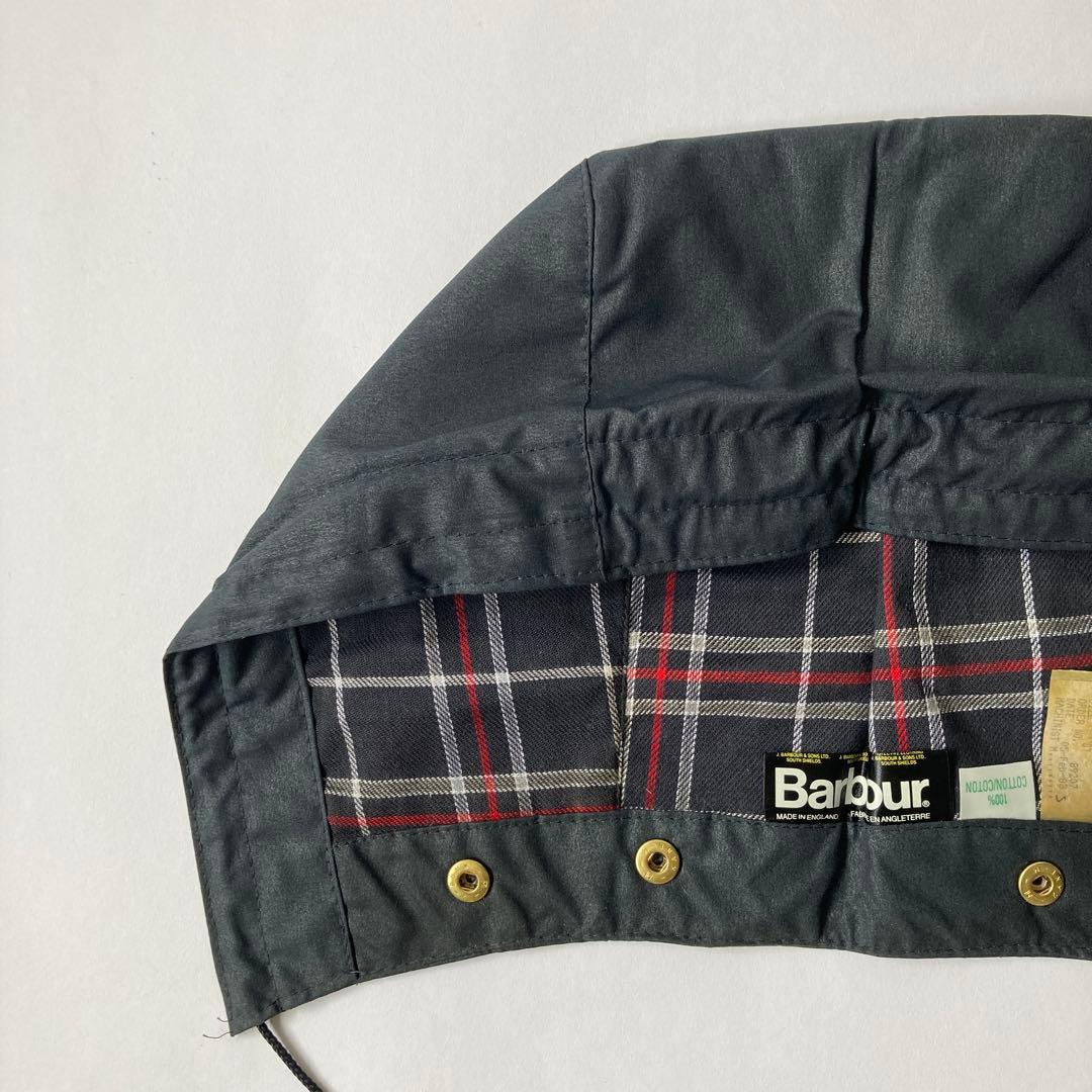 デッドストック 80s バブアー A106 ワックスドコットン フード ネイビー