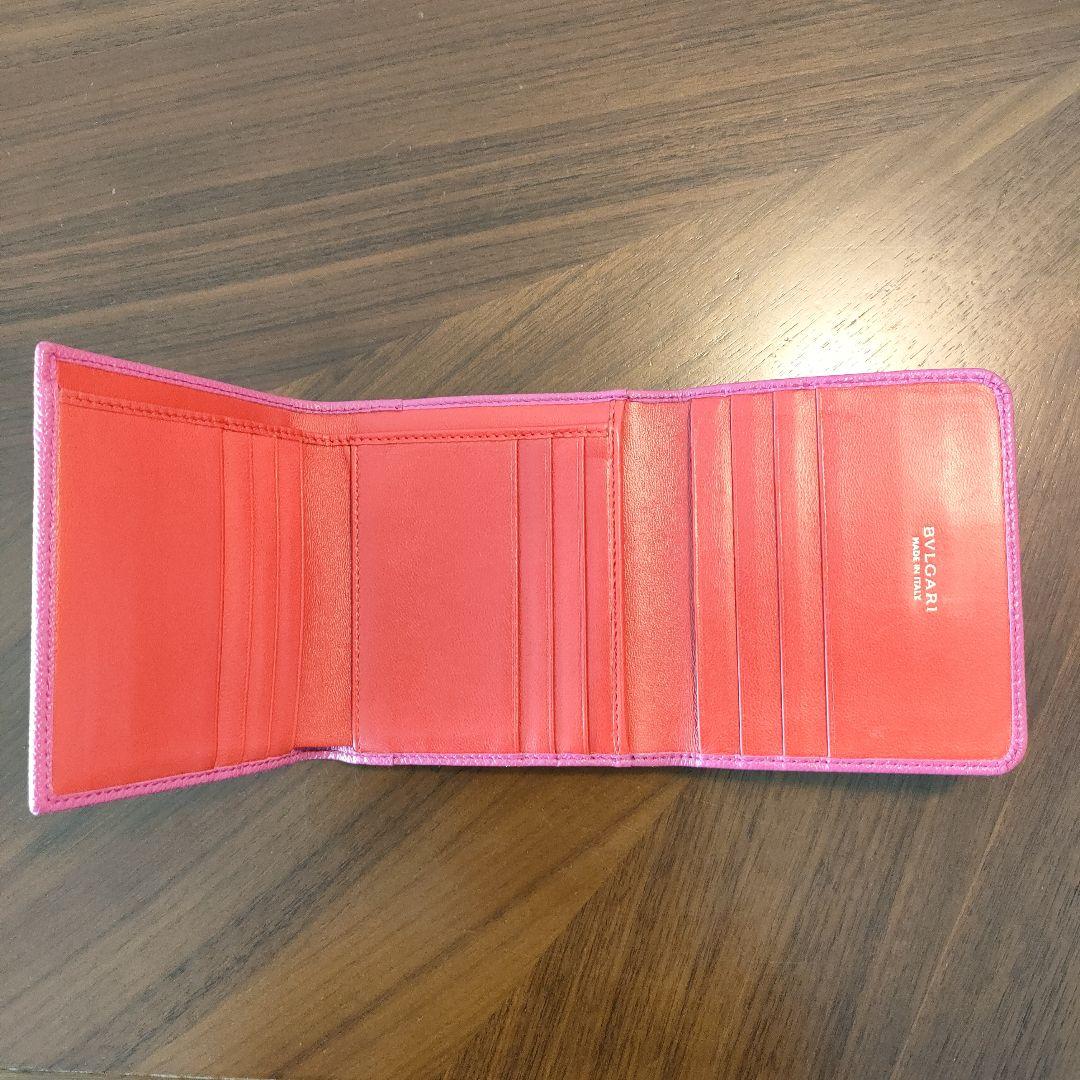 ピンク レザー 三つ折り財布