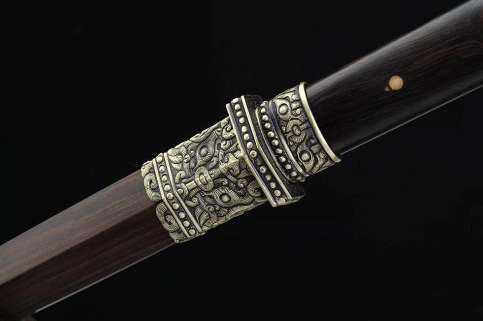 大男将軍刀（黒檀梢） 模造刀 居合刀 武士道 武具 漢剣 唐刀 龍泉剣 手鍛造打