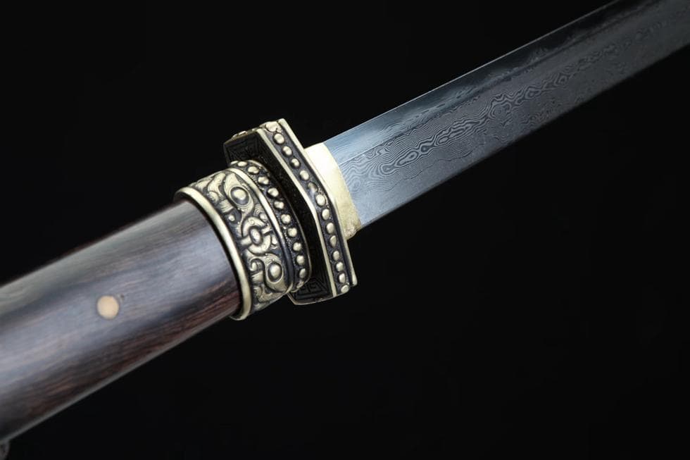 大男将軍刀（黒檀梢） 模造刀 居合刀 武士道 武具 漢剣 唐刀 龍泉剣 手鍛造打