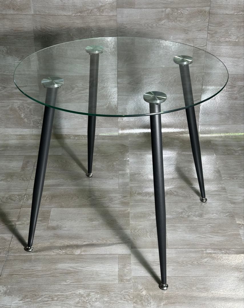 期間限定！丸テーブル オシャレ 強化ガラス テーブル ラクラク組立 新品