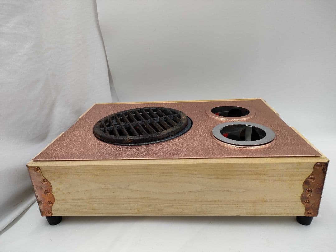 銅製卓上火鉢　かたらい　火鉢セット 銅色 グリル 蒸し器付き