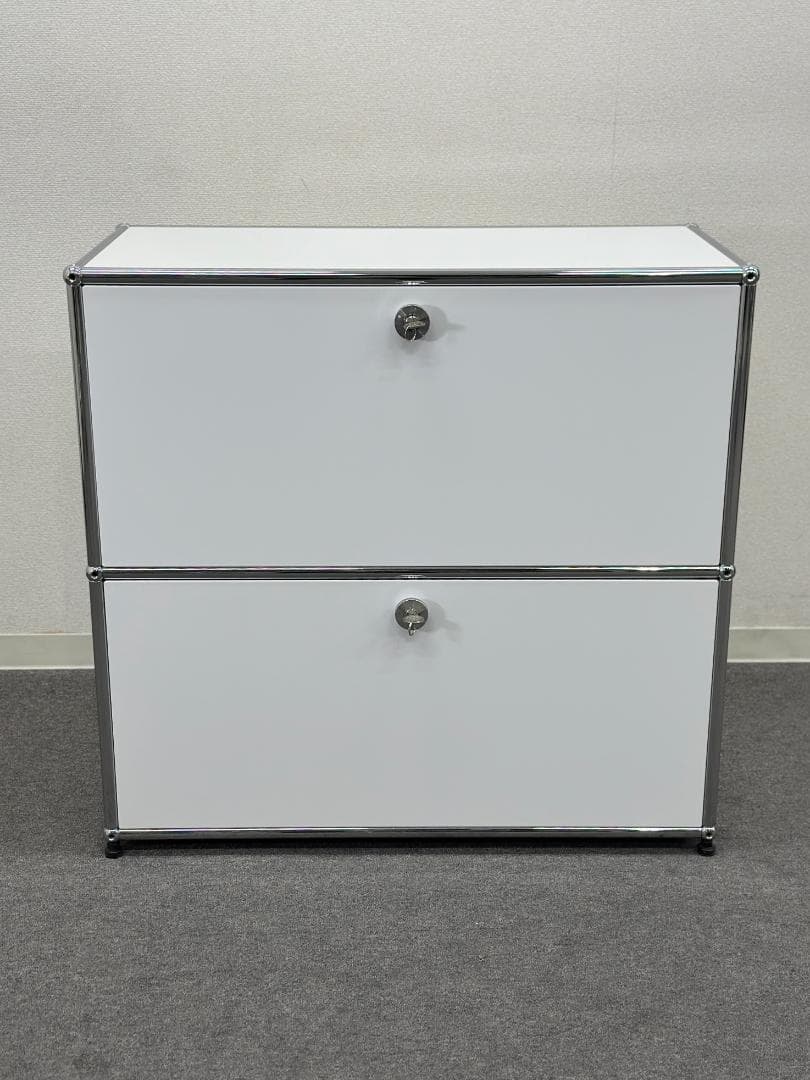 正規品■USMハラー■キャビネット　1列2段　白　鍵つき　パーソナルロッカー