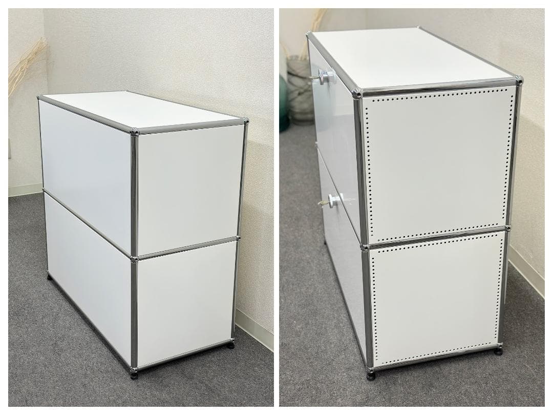 正規品■USMハラー■キャビネット　1列2段　白　鍵つき　パーソナルロッカー