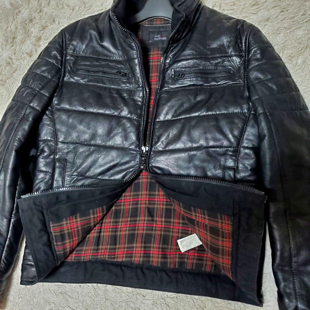 希少 ZARA ザラ 本革キルティング レザーライダース XL