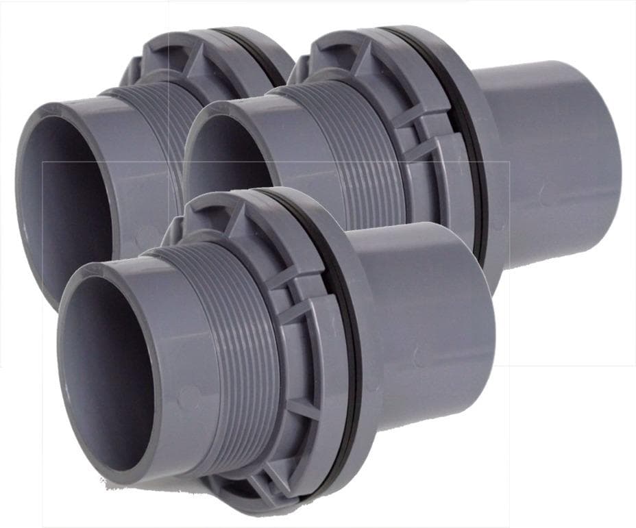 バルブソケット５０Ａ　ゴムパッキン２個付×３本セット　水槽　給排水　塩ビ管