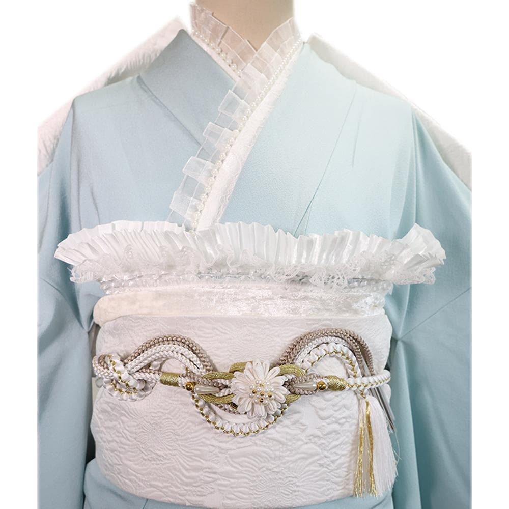 ゆゆ様■人気色！水色無地■帯新品成人式振袖7点フルセット正絹帯揚げME11