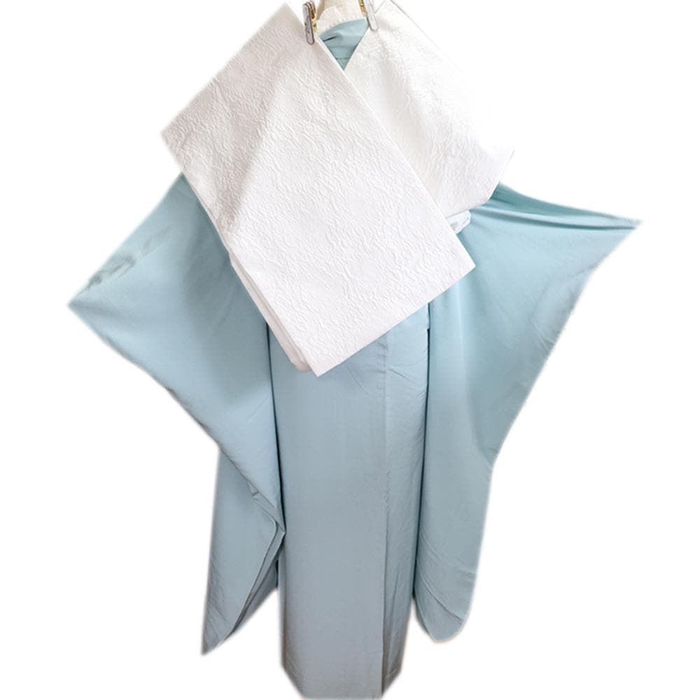 ゆゆ様■人気色！水色無地■帯新品成人式振袖7点フルセット正絹帯揚げME11