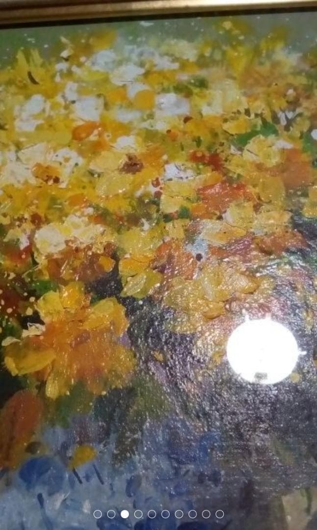 張昆　黄花　油彩4号真作定価15万円ぐらい最終値下げサイン3あり状態いい