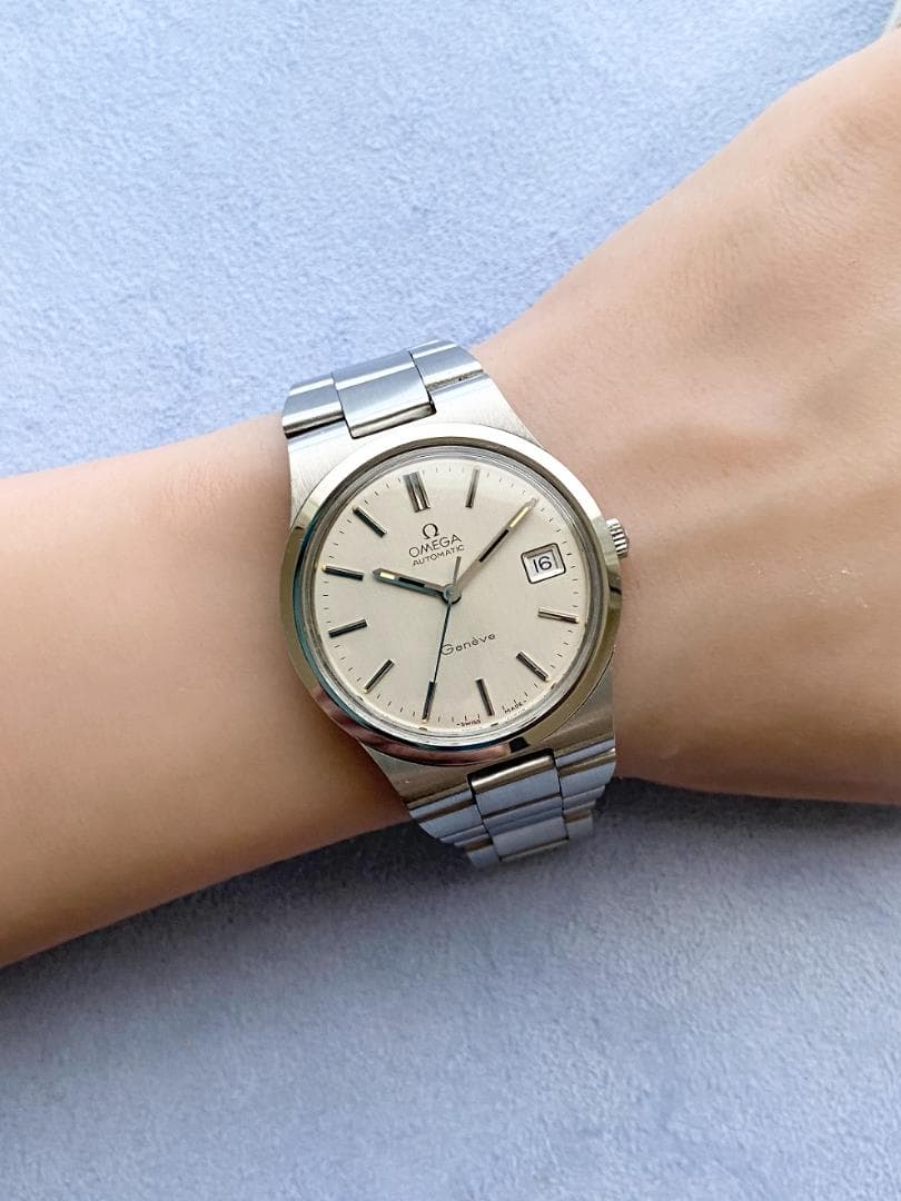 OH済 オメガ ジュネーブ 純正ブレス ステンレス シルバーヘアライン 自動巻き