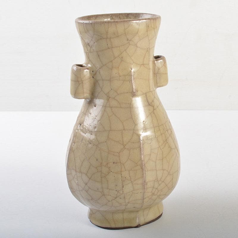 中国　哥窯　金絲鉄線　氷裂文　双耳瓶　C　7365E