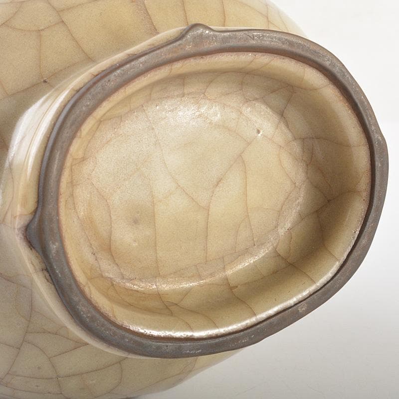 中国　哥窯　金絲鉄線　氷裂文　双耳瓶　C　7365E