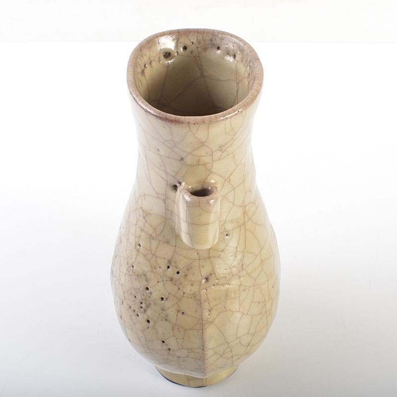 中国　哥窯　金絲鉄線　氷裂文　双耳瓶　C　7365E